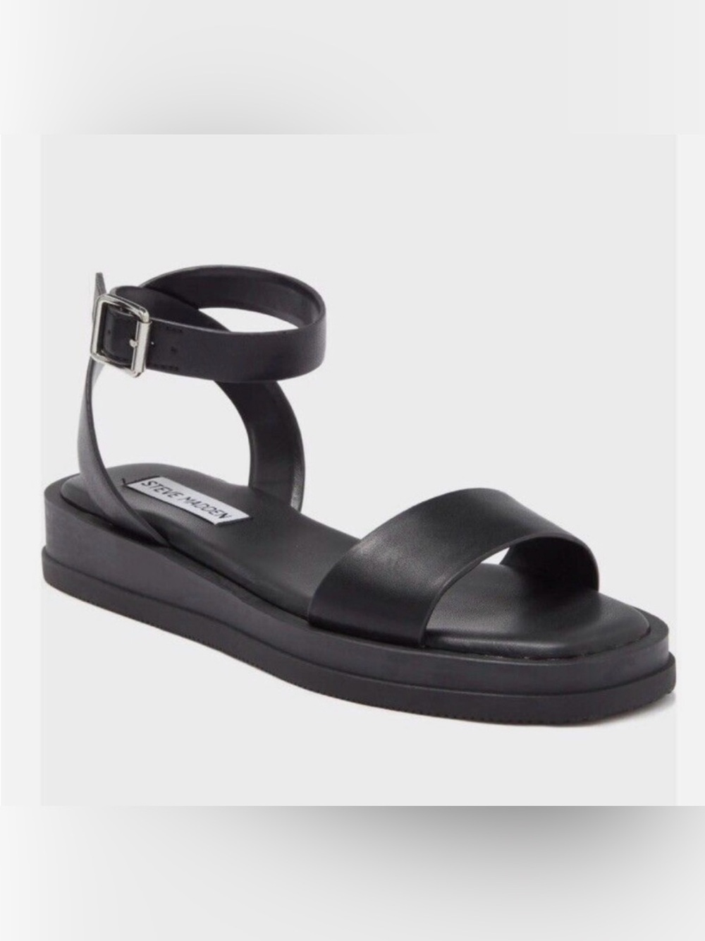 Steve Madden Tristan Black Leather Sandals